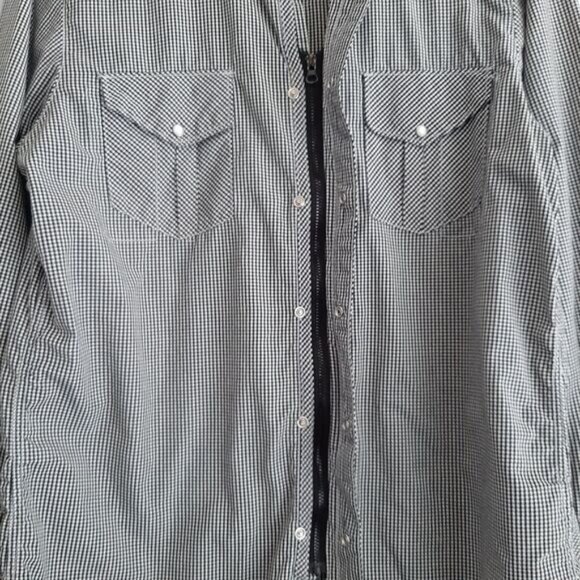 BEN SHERMAN 100% Cotton Pearl Snap Button Western Gingham Shirt B&W Men's Sz M - Picture 7 of 14